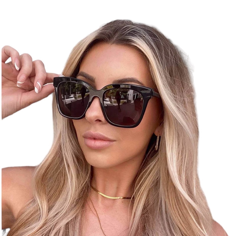 NEW DIFF Designer Bella Polarized Black Oversized Sunglasses